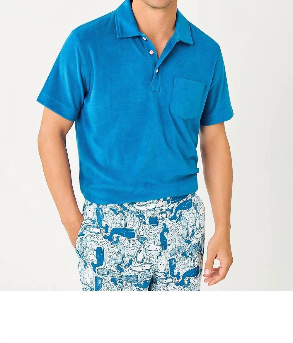 NEW LILLY PULITZER men's stuff harbor polo in nassau blue